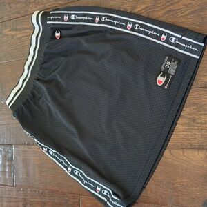 CHAMPION I Black & White Athletic Mesh Reversible Pull-On Logo Tape Skirt, S